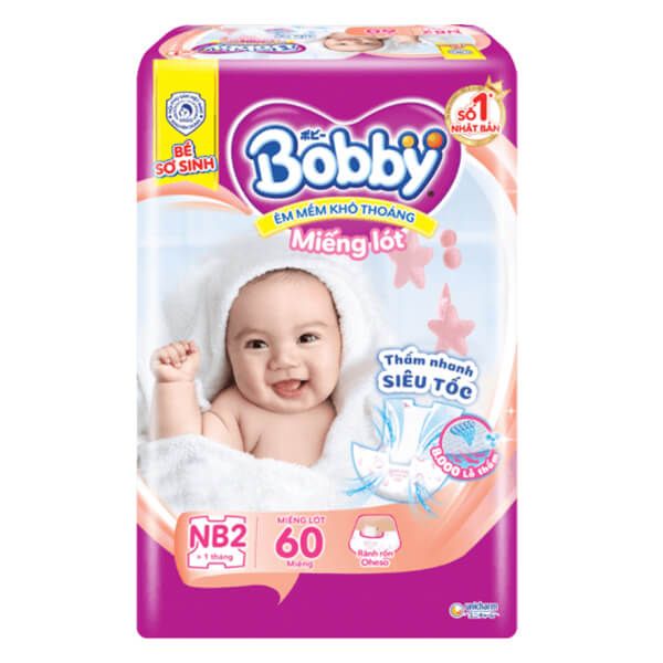  Miếng lót Bobby size Newborn 2 60 miếng (4-7kg) 