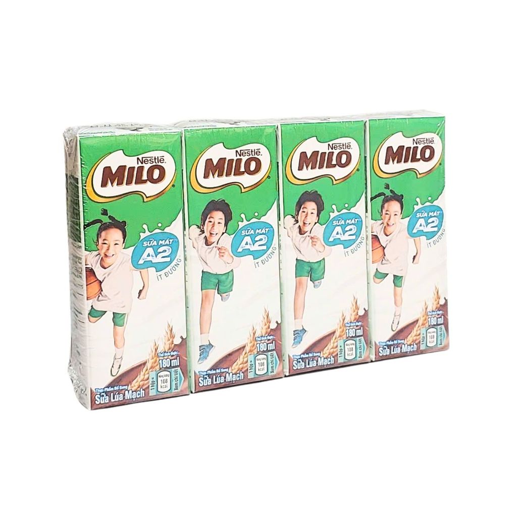 Lốc 4 Hộp Sữa Lúa Mạch MILO Mới – Sữa Mát A2, Dinh Dưỡng Vượt Trội!