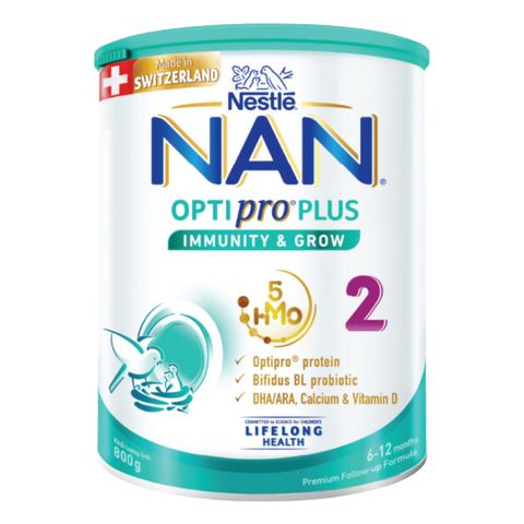 Sữa Bột Nestlé NAN OPTIPRO PLUS 2 800g/lon với 5HMO Sản Xuất Tại Thụy Sĩ