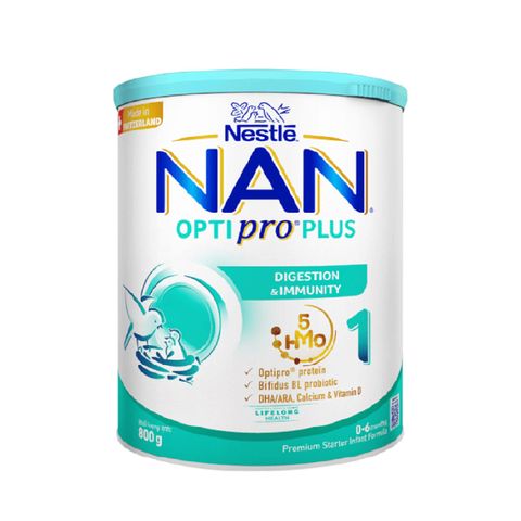 Sữa Bột Nestlé NAN OPTIPRO PLUS 1 800G/lon với 5HMO Sản Xuất tại Thụy Sĩ cho trẻ từ 0-6 tháng tuổi