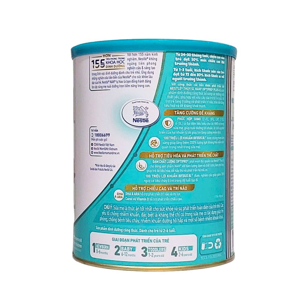 Sữa Bột Nestlé NAN OPTIPRO PLUS 4 800g/lon với 5HMO Hỗ trợ Đề Kháng - Tiêu Hóa - Trí Não & Chiều Cao