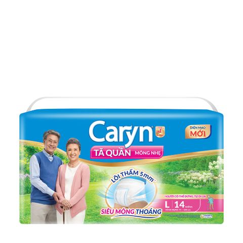 Tã Bỉm Quần Người Lớn Caryn Mỏng Nhẹ Chống Tràn Size L-14 Miếng Dành Cho Người Già Có Thể Tự Đi