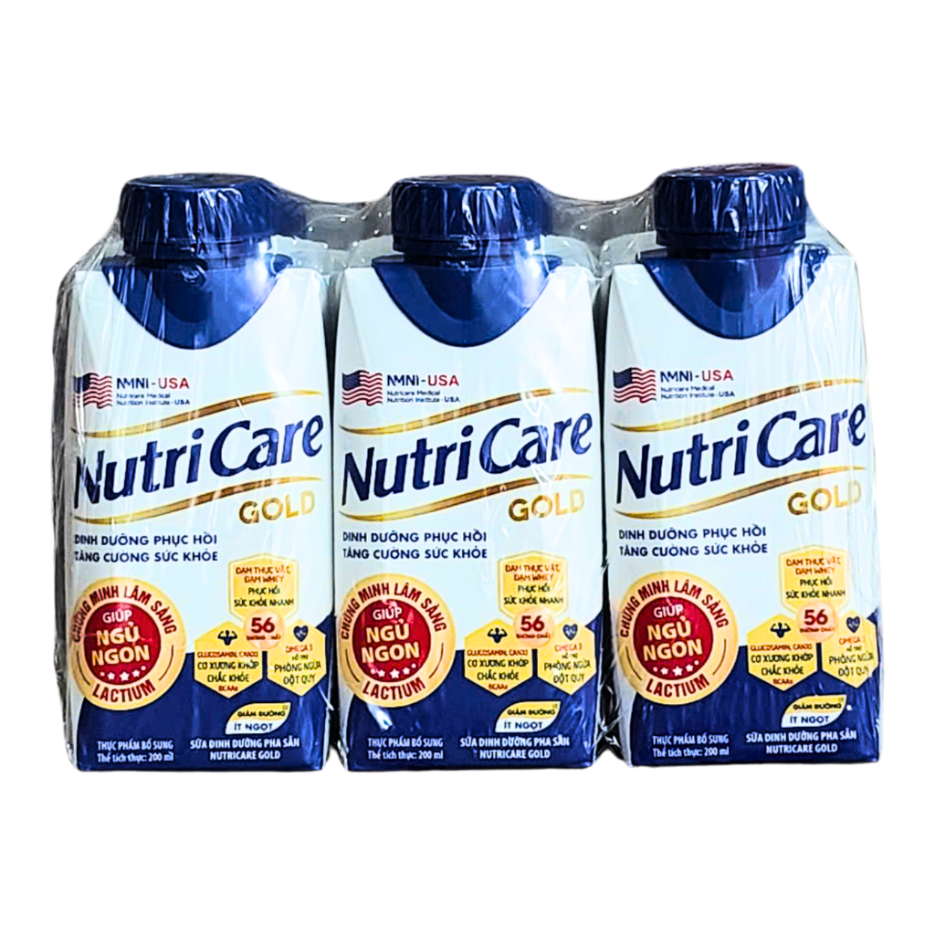 Lốc 6 hộp Nutricare Gold 200ml - Thùng 18 hộp - Dinh dưỡng cho người lón tuổi.