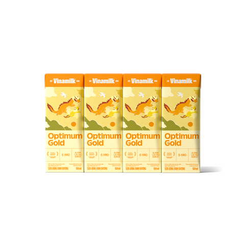Lốc 4 hộp sữa bột pha sẵn VNM Optimum Gold 180ml - Sữa nước hỗ trợ phát triển toàn diện, chất lượng quốc tế