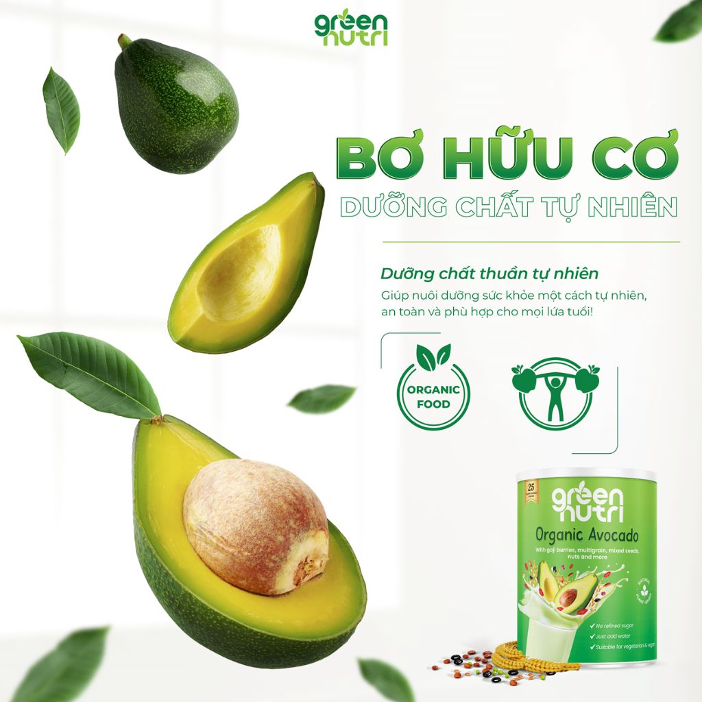 Sữa Hạt 25 Green Nutri Organic Avocado Lon 750g