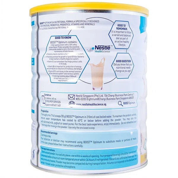 Sữa bột Nestlé Boost Optimum lon 800g - Phục hồi và thúc đẩy dinh dưỡng