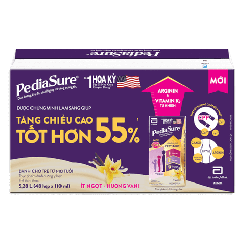 Thùng 48 Hộp Sữa nước Pediasure Vani 110ml ít ngọt ( Bao bì sản phẩm thay đổi theo đợt )