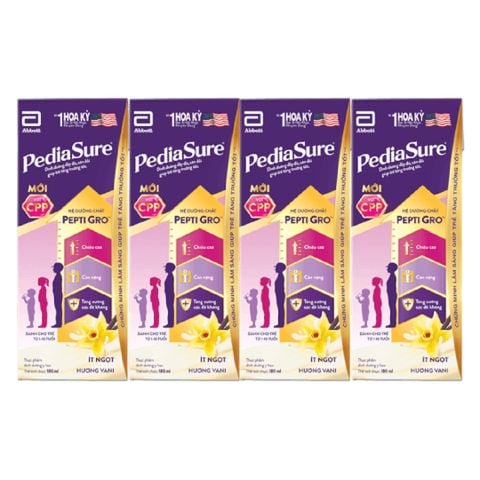 Lốc 4 hộp sữa nước 180ml Pediasure hương vani ít ngọt