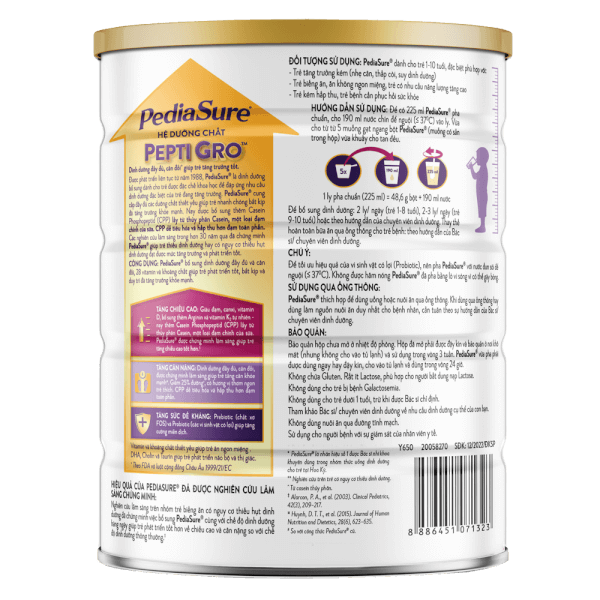 Sữa Pediasure 800g vani ít ngọt cho bé từ 1 đến 10 tuổi