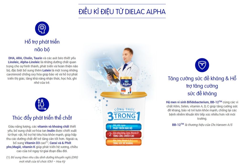 Sữa bột Vinamilk Dielac Alpha 3 - Hộp thiếc 1500gr (cho trẻ từ 1 - 2 tuổi) - Sữa công thức 3 trong 1 hỗ trợ phát triển não bộ, tăng cân chiều cao, tăng sức đề kháng