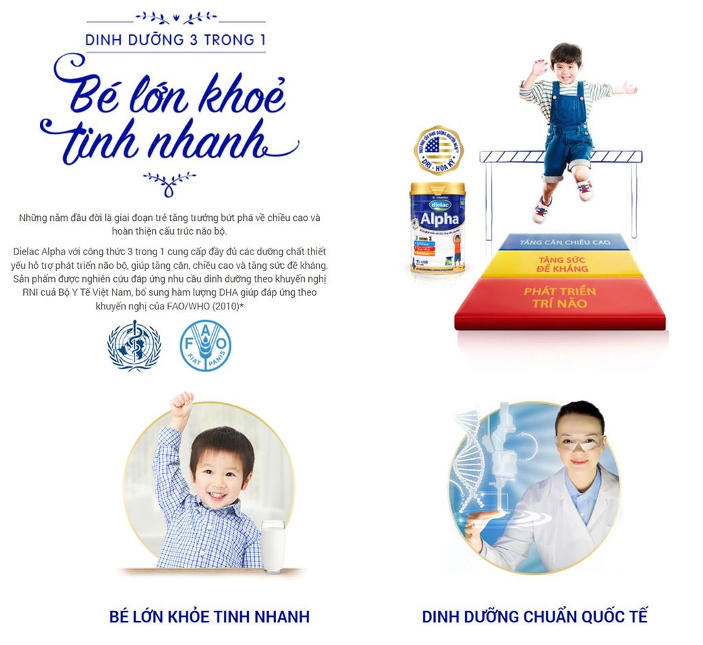 Sữa bột Vinamilk Dielac Alpha 3 - Hộp thiếc 1500gr (cho trẻ từ 1 - 2 tuổi) - Sữa công thức 3 trong 1 hỗ trợ phát triển não bộ, tăng cân chiều cao, tăng sức đề kháng