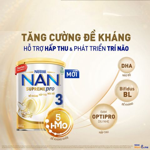  Sữa Bột Nestlé NAN SupremePro 3 lon 800g với 5HMO & đạm Gentle Optipro nhập khẩu nguyên lon từ Đức 