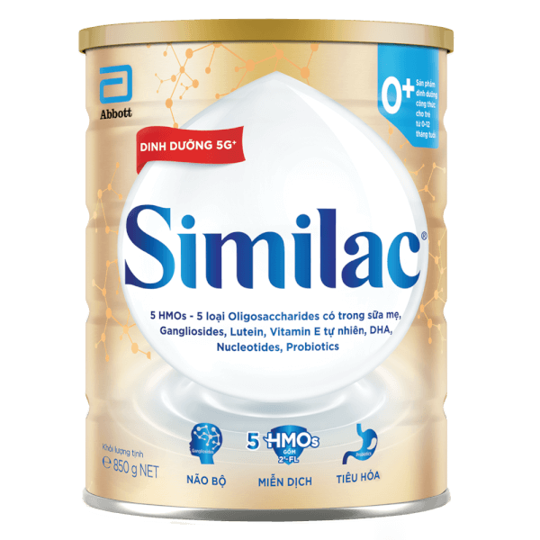 Sữa bột Similac 0+ 850g đột phá dinh dưỡng 5G cho trẻ từ 0-12 tháng tuổi miễn dịch khỏe nhanh trí tựa 
