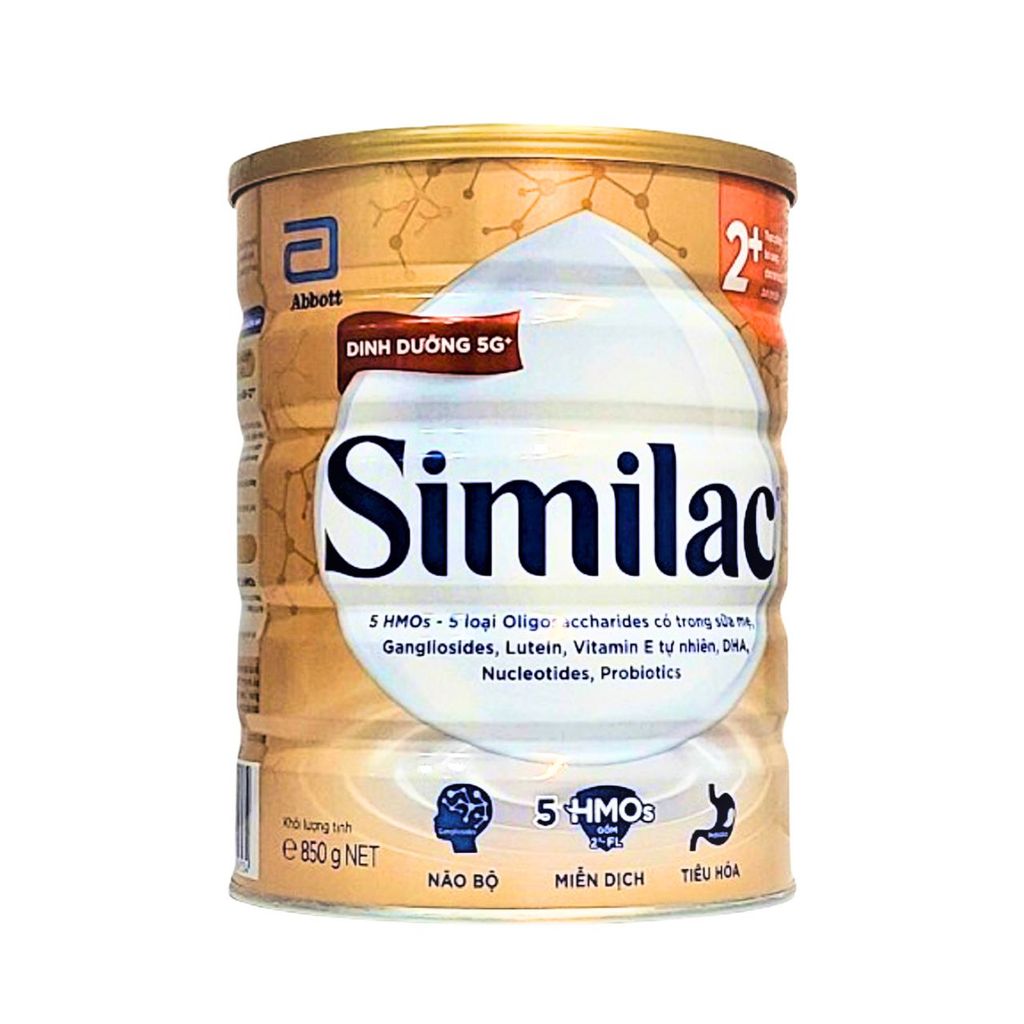 Sữa bột Similac 2+ 850g, đột phá dinh dưỡng 5G cho trẻ từ 2 tuổi trở lên