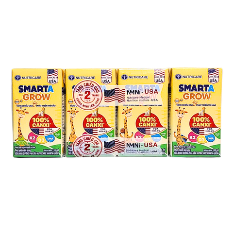 Lốc 4 hộp sữa pha sẵn 110ml Nutricare Smarta Grow - Cho trẻ từ 1 tuổi trở lên.