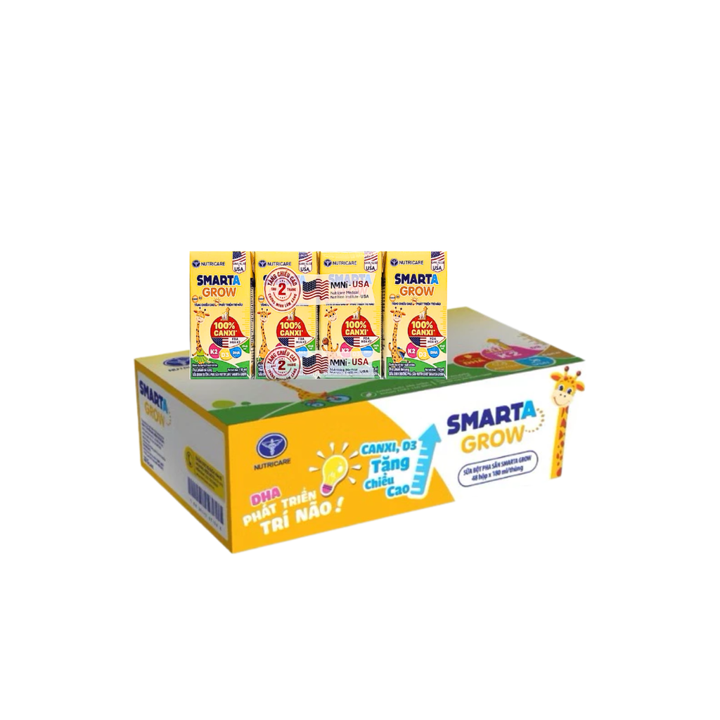 Thùng 48 hộp sữa pha sẵn 110ml Nutricare Smarta Grow - Cho trẻ từ 1 tuổi trở lên.