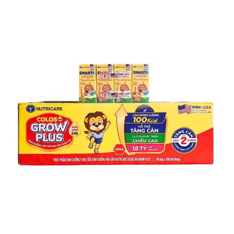 Thùng 48 hộp sữa pha sẵn 180ml Nutricare Smarta Grow - Cho trẻ từ 1 tuổi trở lên.