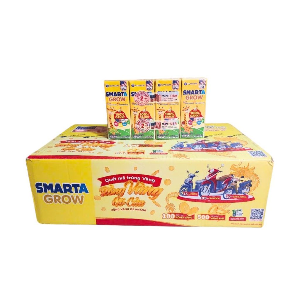Thùng 48 hộp sữa pha sẵn 180ml Nutricare Smarta Grow - Cho trẻ từ 1 tuổi trở lên.
