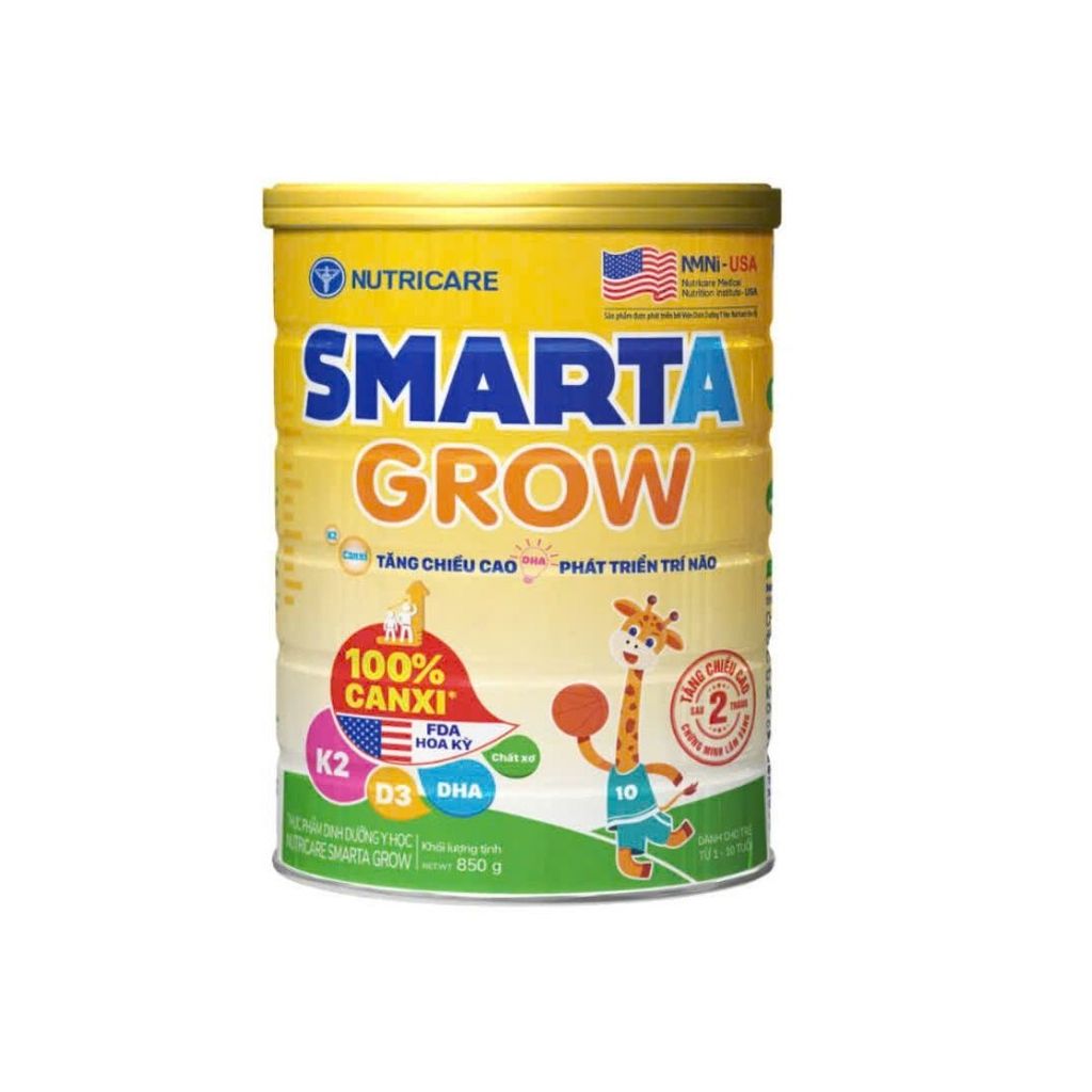 Sữa bột Nutricare Smarta Grow 850g - Cho bé từ 1 đến 10 tuổi.