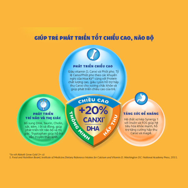 Sữa Bột Abbott Grow Gold 3+ 850g hương Vani (3-6 tuổi)