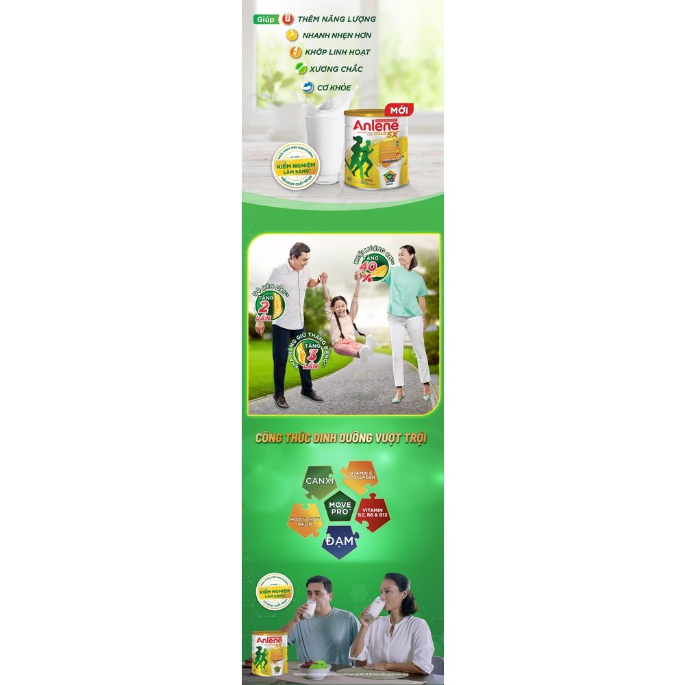 Sữa bột Anlene Gold 5X hương vani lon 800g/lon