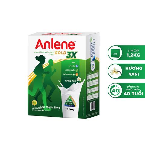 Sữa Bột Anlene Gold 3X Hương Vani Hộp Giấy 1.2kg (3 Khỏe Cơ, Xương, Khớp - Dành cho người trên 40 tuổi)