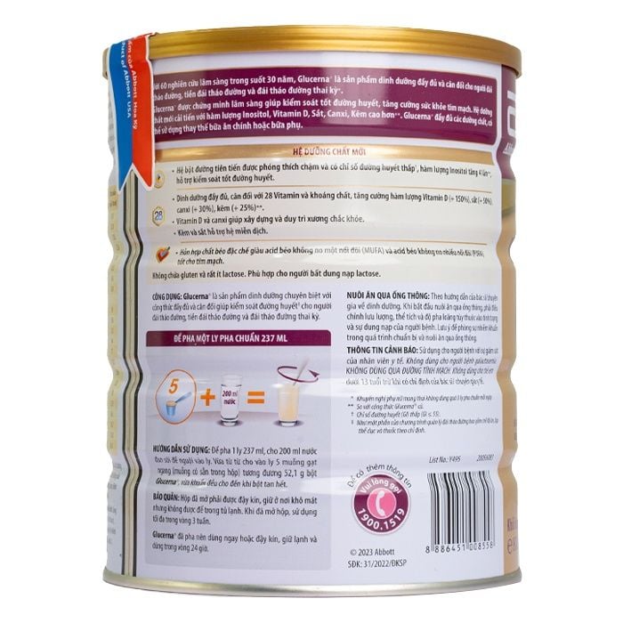 Sữa bột dành cho người bị tiểu đường Glucerna Abbott 800g Hương Vani