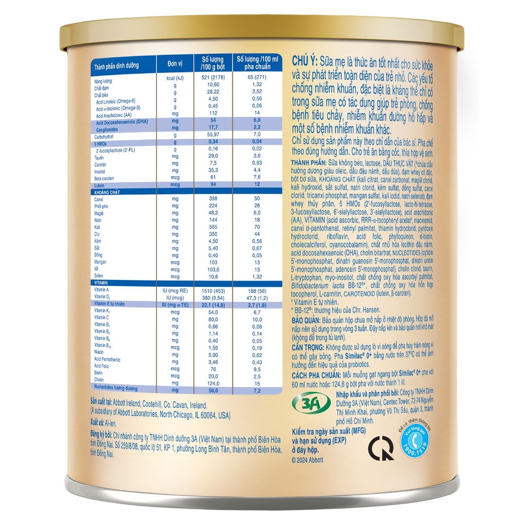 Sữa bột Similac 0+ 380g đột phá dinh dưỡng 5G cho trẻ từ 0-12 tháng tuổi miễn dịch khỏe nhanh trí tựa 