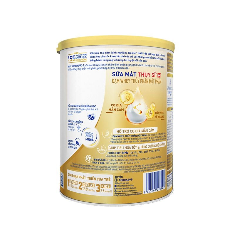 Sữa Bột Nestlé NAN SupremePro 2 lon 800g với 5HMO & đạm Gentle Optipro nhập khẩu nguyên lon từ Đức