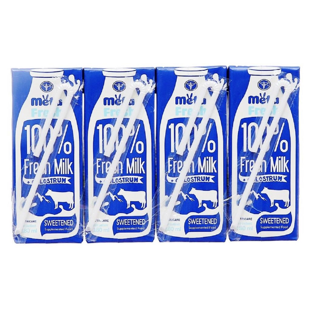 Lốc 4 hộp sữa tươi bổ sung sữa non 180ml Meta Fresh có đường - Thùng 48 hộp.