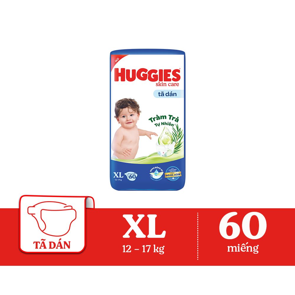 Tã dán Huggies Skincare XL 60miếng (cho bé 12 - 17kg)