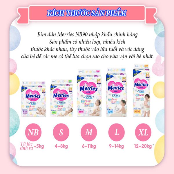 Tã dán Merries nội địa (Newborn, dưới 5kg, 90 + 6 miếng)
