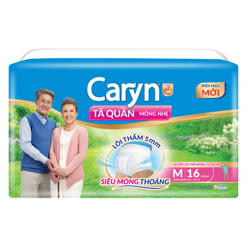 Tã Bỉm Quần Caryn Người Lớn Caryn M 16 Miếng Mỏng Nhẹ Chống Tràn Dành Cho Người Già Có Thể Đi Lại
