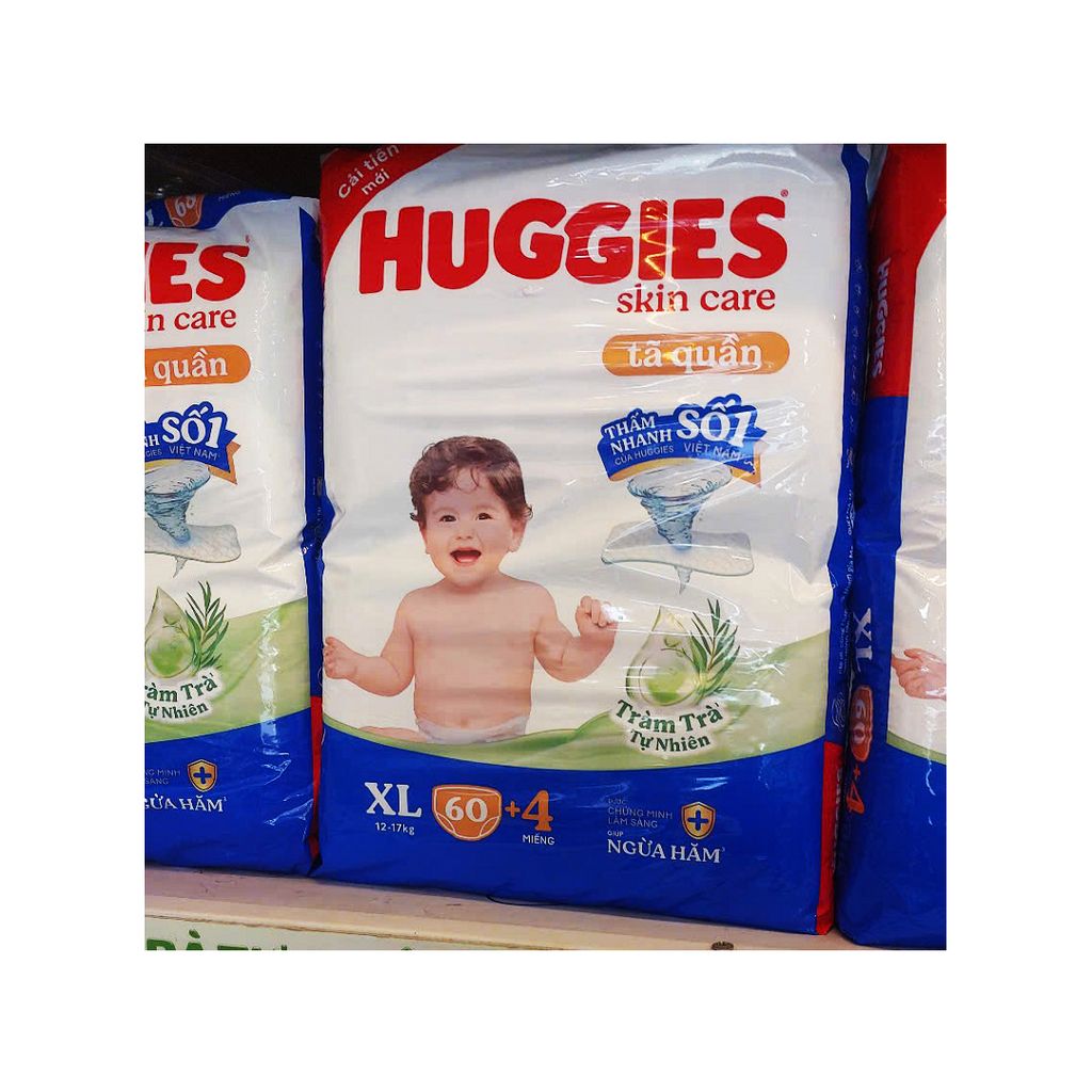 Tã quần Huggies Skincare gói cực đại (XL, 12-17kg, 60 miếng)