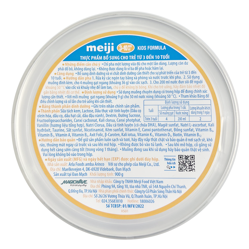 Sữa bột Meiji Kids Formula Nhập Khẩu Cho Bé 3 -10 Tuổi Lon 900g