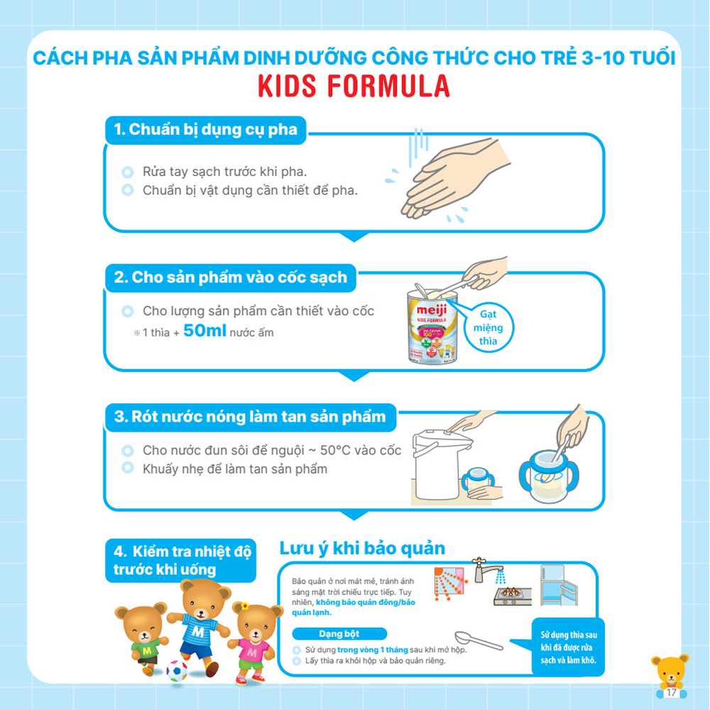 Sữa bột Meiji Kids Formula Nhập Khẩu Cho Bé 3 -10 Tuổi Lon 900g