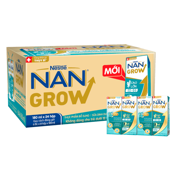 Thùng 24 hộp Sữa pha sẵn NAN GROW 6 (24x180ml) cho trẻ từ 1 tuổi