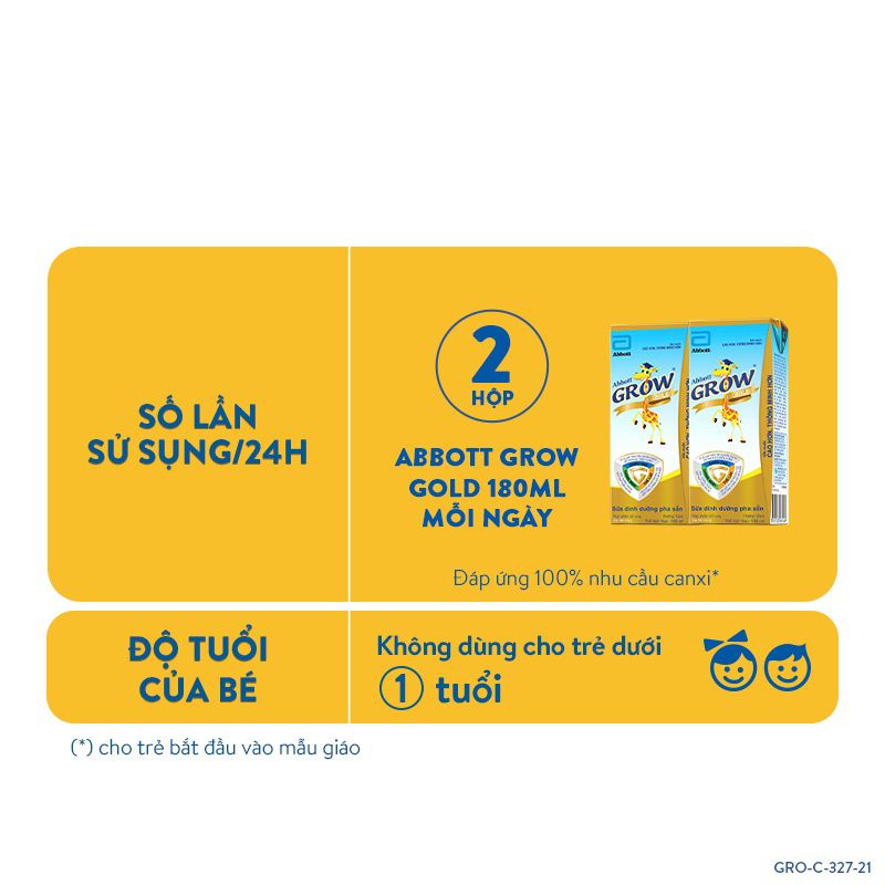 Thùng 48 hộp sữa công thức pha sẵn Abbott Grow Gold hương vani 180ml