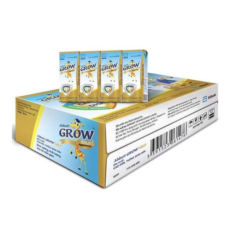 Thùng 48 hộp sữa công thức pha sẵn Abbott Grow Gold hương vani 180ml