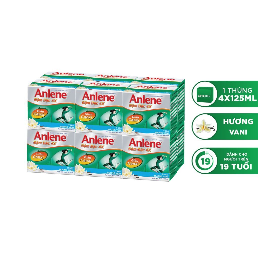 Thùng 48 hộp sữa nước Anlene hương Vani đậm đặc ít béo 125ml