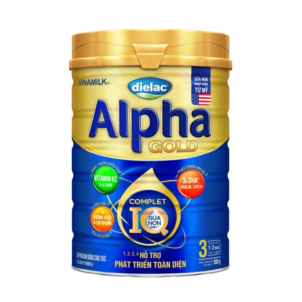Sữa bột Vinamilk Dielac Alpha Gold 3 - 850g (1 - 2 tuổi)