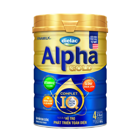 Sữa bột Vinamilk Dielac Alpha Gold 4 - Hộp thiếc 850g (cho trẻ từ 2- 6 tuổi) - Sữa công thức hỗ trợ phát triển trí não của bé, tăng cân, chiều cao 
