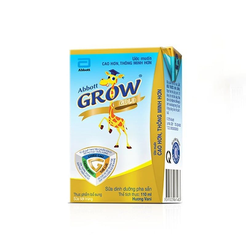 Thùng 48 hộp sữa công thức pha sẵn Abbott Grow Gold hương vani 110ml