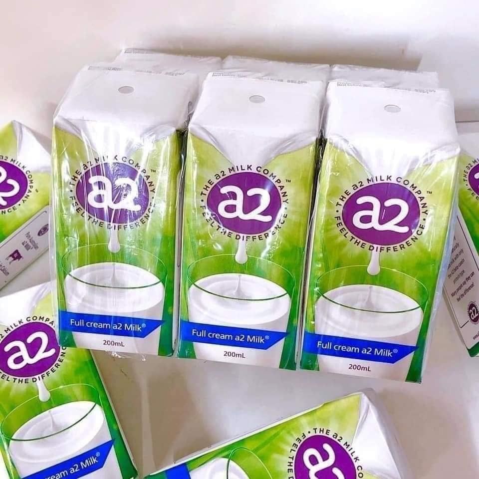 Thùng 24 hộp sữa tươi A2 Úc tiệt trùng dạng pha sẵn nguyên kem hộp 200ml