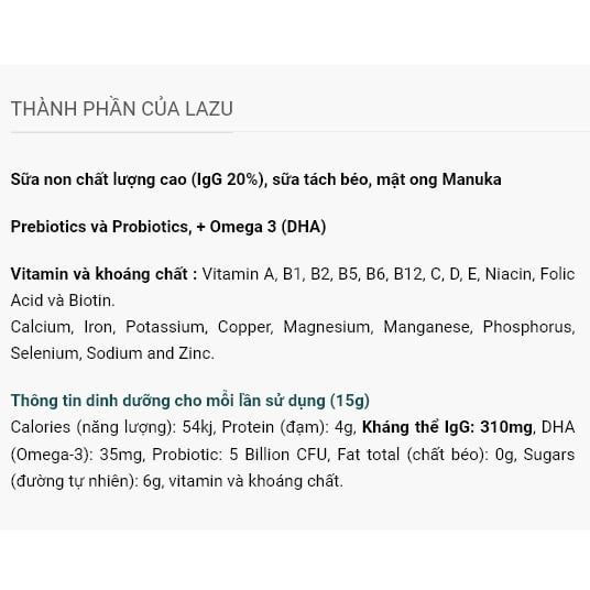 Sữa non kết hợp mật ong Manuka cao cấp LAZU GOLDEN WELLESS nhập khẩu New Zealand hộp 450g