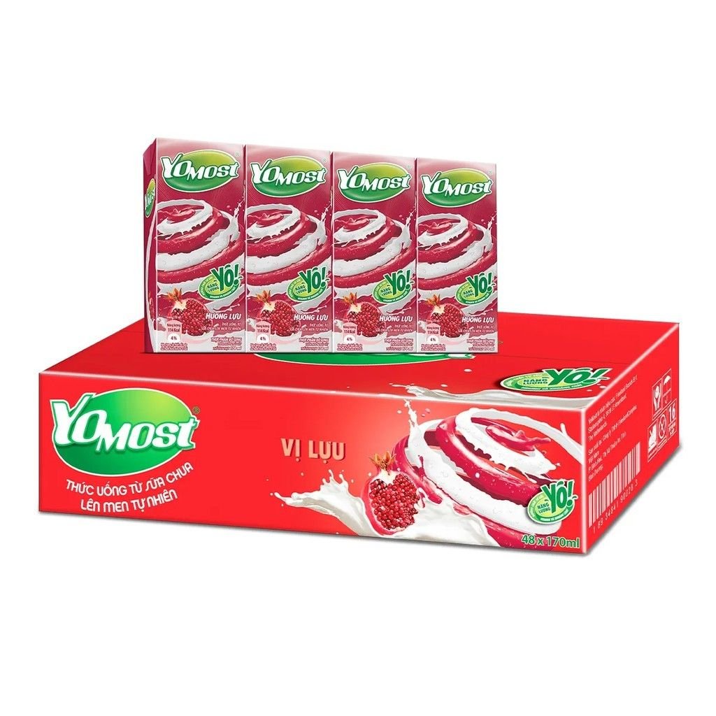Thùng 48 Hộp Sữa Chua Lên Men Tự Nhiên Yomost Hương Lựu (170ml/Hộp)