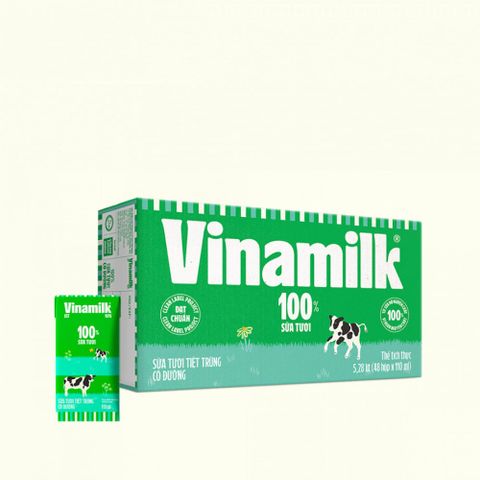 Thùng 48 hộp sữa tươi tiệt trùng Vinamilk 100% có đường 110ml