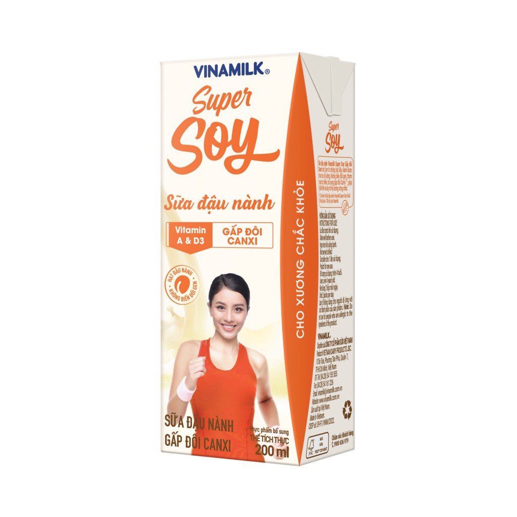  Thùng 48 Hộp Sữa đậu nành Gấp đôi canxi Vinamilk Super Soy - hôp 200ml 