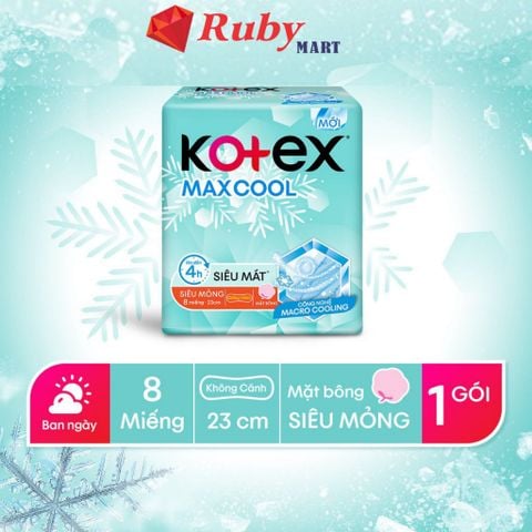  Băng vệ sinh KOTEX Max Cool Siêu Mỏng Không Cánh 8miếng/gói 