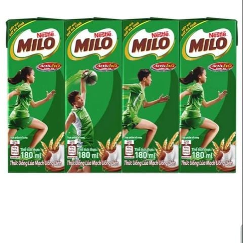 Lốc 4 Hộp Sữa Năng Lượng Milo Vị Lúa Mạch 180ml ( giá bán đã trừ khuyến mãi )